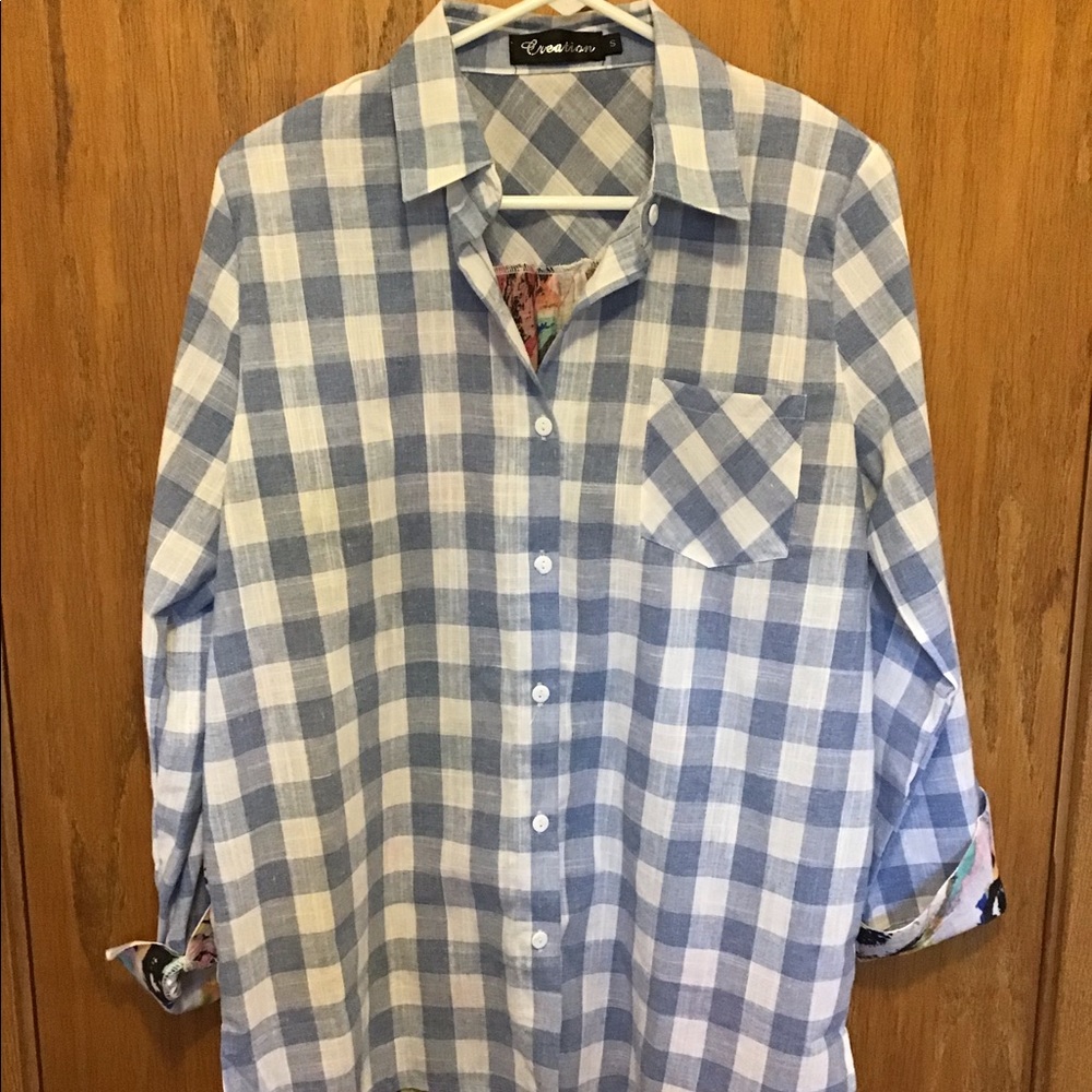 Unique CREATIONS Plaid/Floral Blouse - p